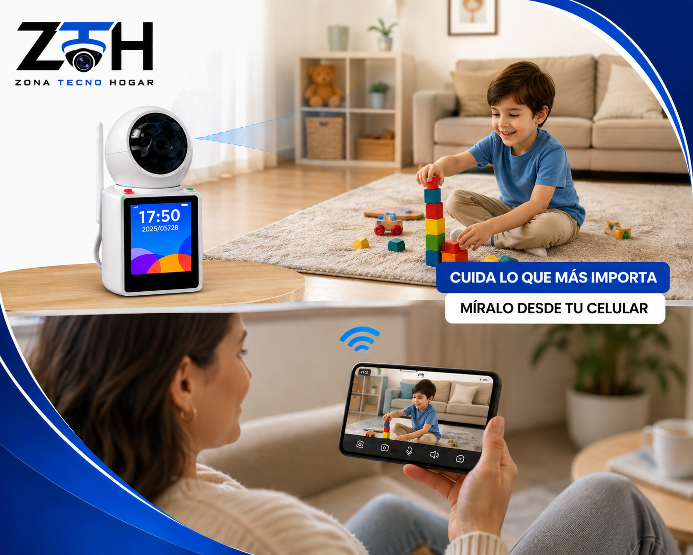 Monitor para Bebé con Cámara WiFi y Pantalla | Control desde Celular y Audio Bidireccional