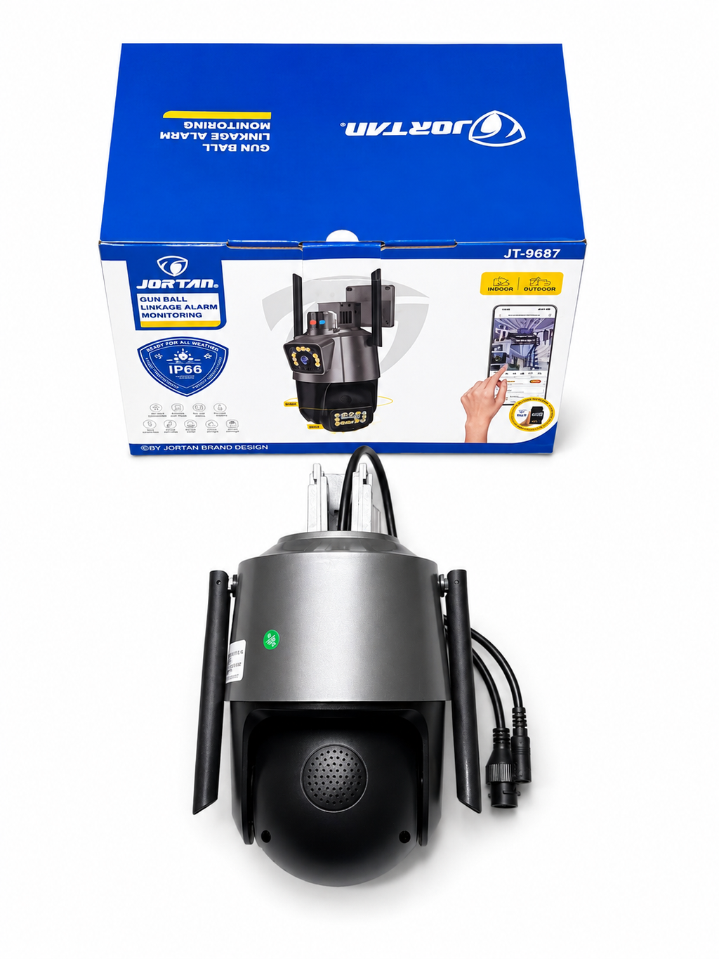 Cámara de Seguridad WiFi Exterior Jortan Doble Lente PTZ 1080P con Visión Nocturna